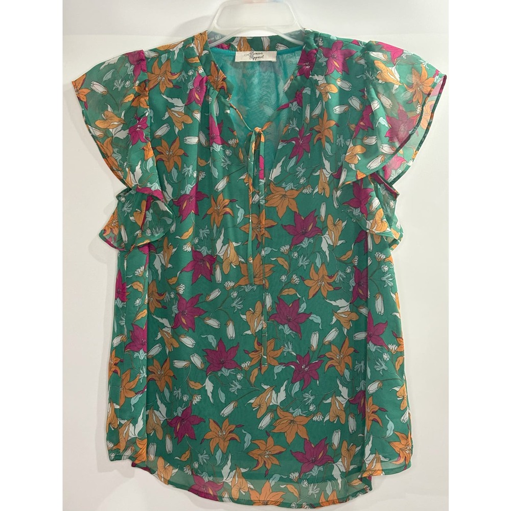 Beacon Apparel NWOT Size Small By Stitch Fix Short Sleeve Front Keyhole With Tie